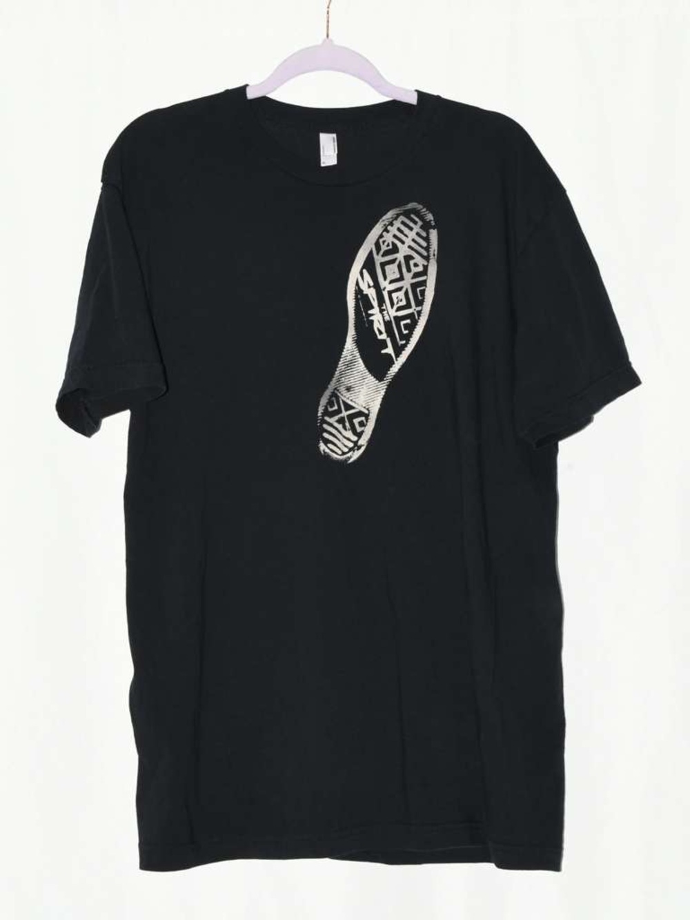 Cotton Black Tee Footprint Sole Graphic